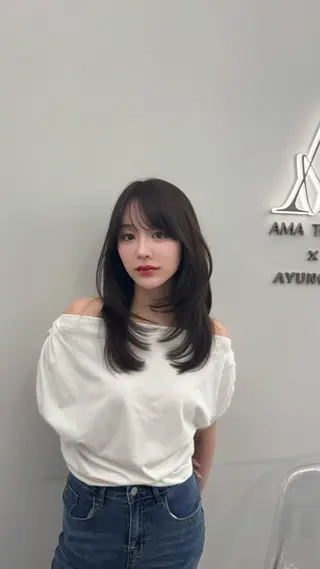 セミロング カラー ヘアアレンジ 最小顔周り&レイヤー 特化/池袋/kokiのヘアスタイル