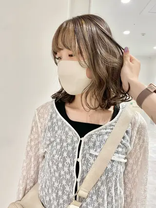 ミディアム カラー ベージュ/アレンジ /横浜/杉本千夏のヘアスタイル