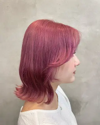 ミディアム カラー 【ピンク/韓国ヘア/ ヘアセット】亜海のヘアスタイル