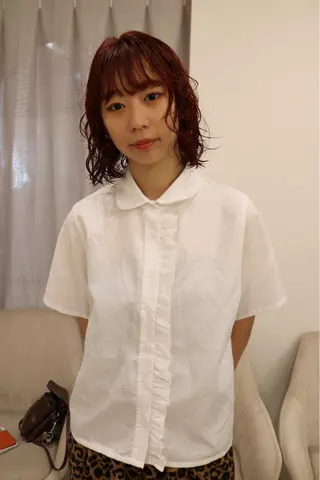 ミディアム カラー パーマ 松村 澪里のヘアスタイル