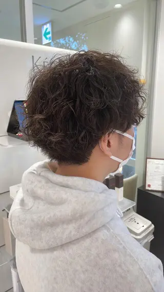 ショート パーマ メンズ 新規限定カット無料 クーポン有り【桂口】のヘアスタイル
