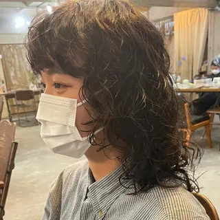 ミディアム カラー パーマ メンズ 南堀江🌿パーマ Tetsu【テツ】のヘアスタイル