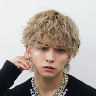 ミディアム カラー パーマ メンズ シースルーマッシュ/ メンズ/KYOHEIのヘアスタイル