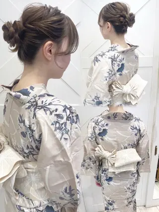 ヘアアレンジ 白髪ぼかしハイライト ヘアアレンジのヘアスタイル