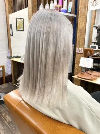 ミディアム カラー ブリーチ毛対応酸性 ストレート🌈サキのヘアスタイル