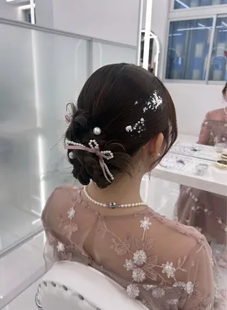 ヘアアレンジ 前髪/顔周り/透明感 艶カラーとどさんのヘアスタイル