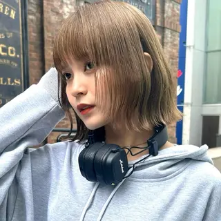 ミディアム カラー ボブ/くびれボブ/ 髪質改善/Ru-kaのヘアスタイル