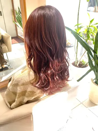 セミロング カラー 安永 涼のヘアスタイル