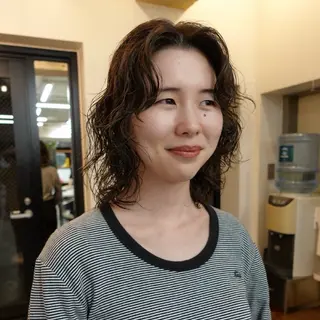 ミディアム パーマ ヘアアレンジ 🌐サトウ リョウ🌐のヘアスタイル