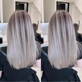 ロング カラー オフホワイトアンドなんば所属・福西 洋斗のヘアスタイル