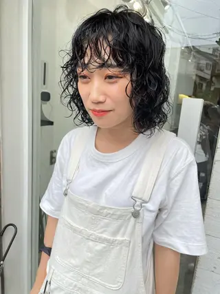 ショート パーマ パーマ/透明感カラー /ボブ/吉田一生のヘアスタイル