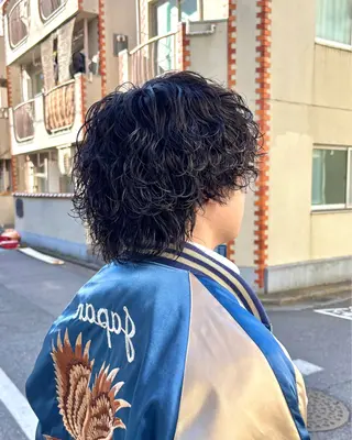 ミディアム パーマ メンズ homme, famille raugh【オム・ファミーユ・ラグ】所属・【メンズ特化】パーマ /マッシュ/たいちのヘアスタイル