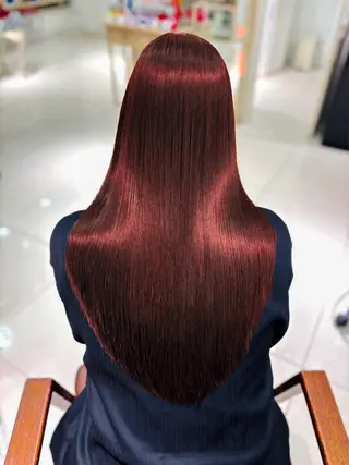 ロング カラー チェリーレッド韓国つ や髪🍒Honokaのヘアスタイル