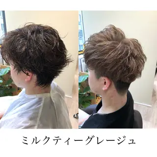 ショート カラー パーマ メンズ kiitos所属・関西センターパート メンズモデル募集のヘアスタイル