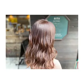 ミディアム カラー 小國 綾かのヘアスタイル