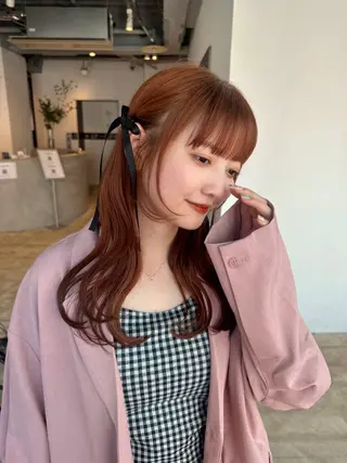 ミディアム 🌷モア 🌷暖色カラー・ボブのヘアスタイル