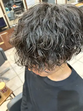ミディアム パーマ メンズ 大阪/梅田/シャドウ パーマ/ノボリユウタのヘアスタイル