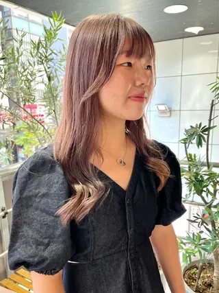 セミロング カラー カットパーマ あさみのヘアスタイル