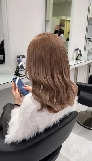 カラー ふんわり🐏ガーリー ベージュ🤎こころのヘアスタイル