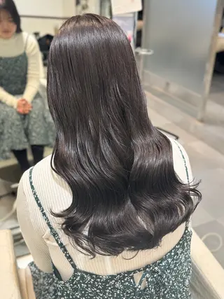 ロング パーマ デジタルパーマ/ コテ巻き風パーマのヘアスタイル