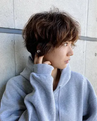 ショート パーマ 髪質改善/縮毛矯正/ 透明感カラーYUMAのヘアスタイル