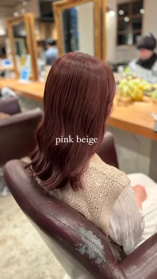 セミロング カラー 髪質改善カラー ベージュ🤎YUMEのヘアスタイル