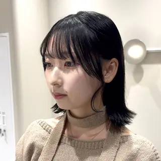 セミロング カラー ヘアアレンジ 顔まわりカット の達人のヘアスタイル