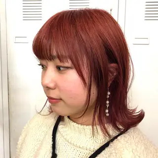 ミディアム カラー クロスパーマ× 透明感カラー✂︎のヘアスタイル