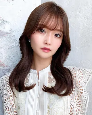 セミロング カラー 顔周り/くびれヘア 韓国ヘア💕風間るなのヘアスタイル