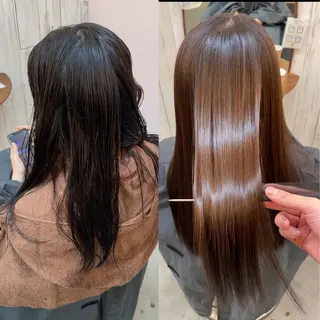 ロング パーマ ボブ縮毛矯正 韓国レイヤーRINAのヘアスタイル