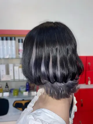 セミロング ゆぴ☾‪/推しカラー /ハイトーンのヘアスタイル