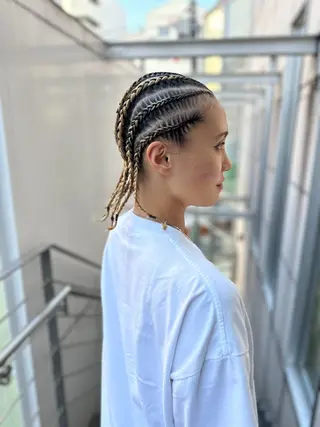 ミディアム ヘアアレンジ メンズ キッズ BRAIDS💎愛子 大人ハイライト💎のヘアスタイル