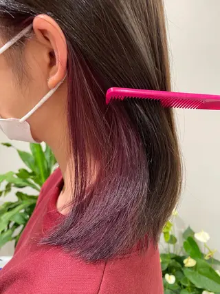 ミディアム カラー ボブ/インナーカラー /眉毛/Miyuのヘアスタイル