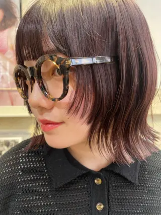 ミディアム カラー MINX青山店所属・結莉/ボブ/ 縮毛矯正のヘアスタイル