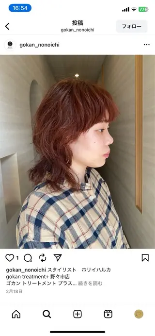 ミディアム ホリイ ハルカのヘアスタイル
