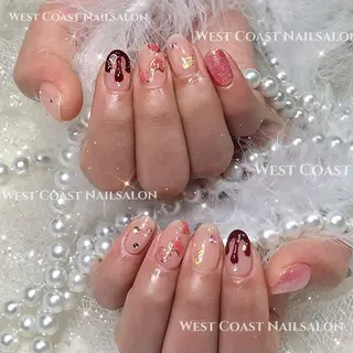 ネイル リボン、ガーリー パーツ放題専門店のネイルデザイン