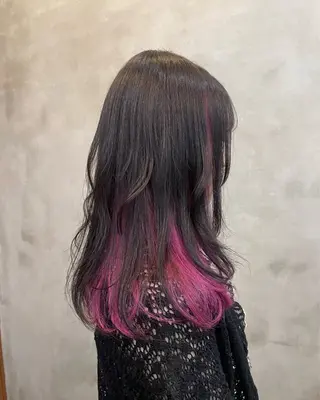 セミロング カラー 【ピンク/韓国ヘア/ ヘアセット】亜海のヘアスタイル