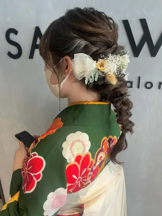 ミディアム カラー パーマ ヘアアレンジ 隠れ家サロンso you所属・yukimi .のヘアスタイル