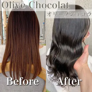 セミロング カラー ブリーチなし✨艶髪 カラー𓃲YAGIのヘアスタイル