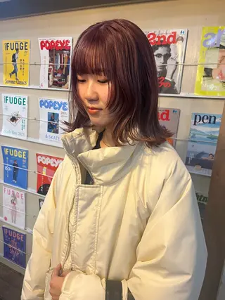 ミディアム ハイトーン/顔まわり レイヤー/YUKAのヘアスタイル