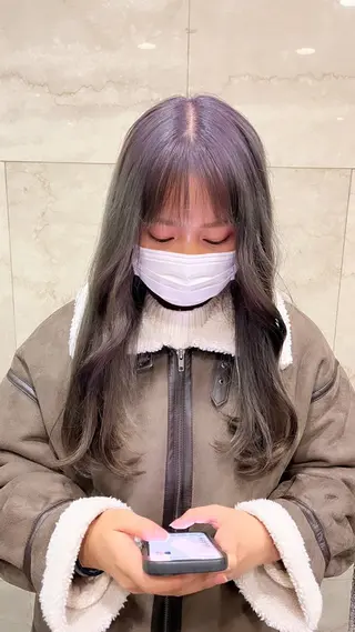 ロング カラー えんぐちとも／透明感 カラー／博多ボブのヘアスタイル