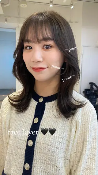 セミロング 🐈⬛韓国ヘア カノン♥️のヘアスタイル