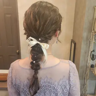 ヘアアレンジ セミロング 田井中 悠紀のヘアスタイル