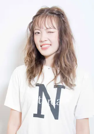 セミロング カラー パーマ ヘアアレンジ La Ruelle 江曽島店/髪質改善のヘアスタイル