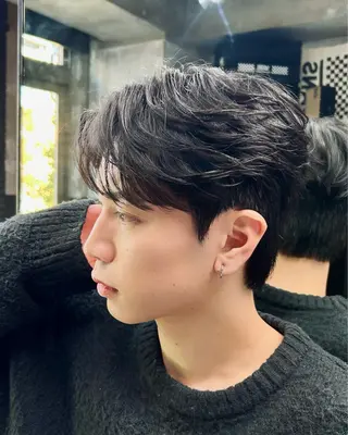 ショート メンズ ダウンパーマ韓国ヘア 片岡駿のヘアスタイル