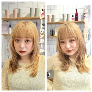 セミロング カラー SALOWIN新宿三丁目【サロウィン】所属・レイヤー🔶髪質改善 🔶透明感カラー青木のヘアスタイル