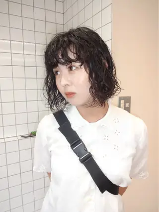 ショート パーマ ボブパーマ/パーマ ウルフパーマのヘアスタイル