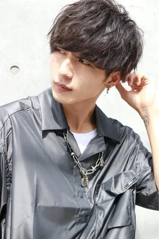 ショート パーマ メンズ ベージュグレージュ 💕しゅーじ💕のヘアスタイル