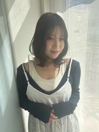 ミディアム Rin🔔/ボブ/ 透明感カラー🤎のヘアスタイル