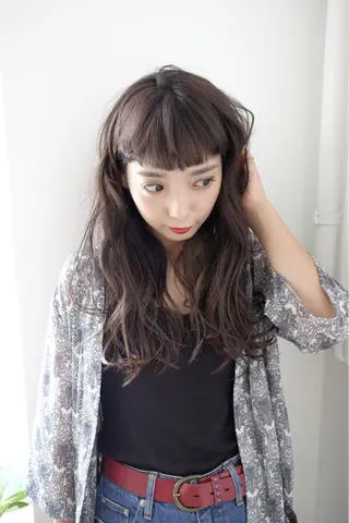 ロング パーマ 佐藤 旭のヘアスタイル